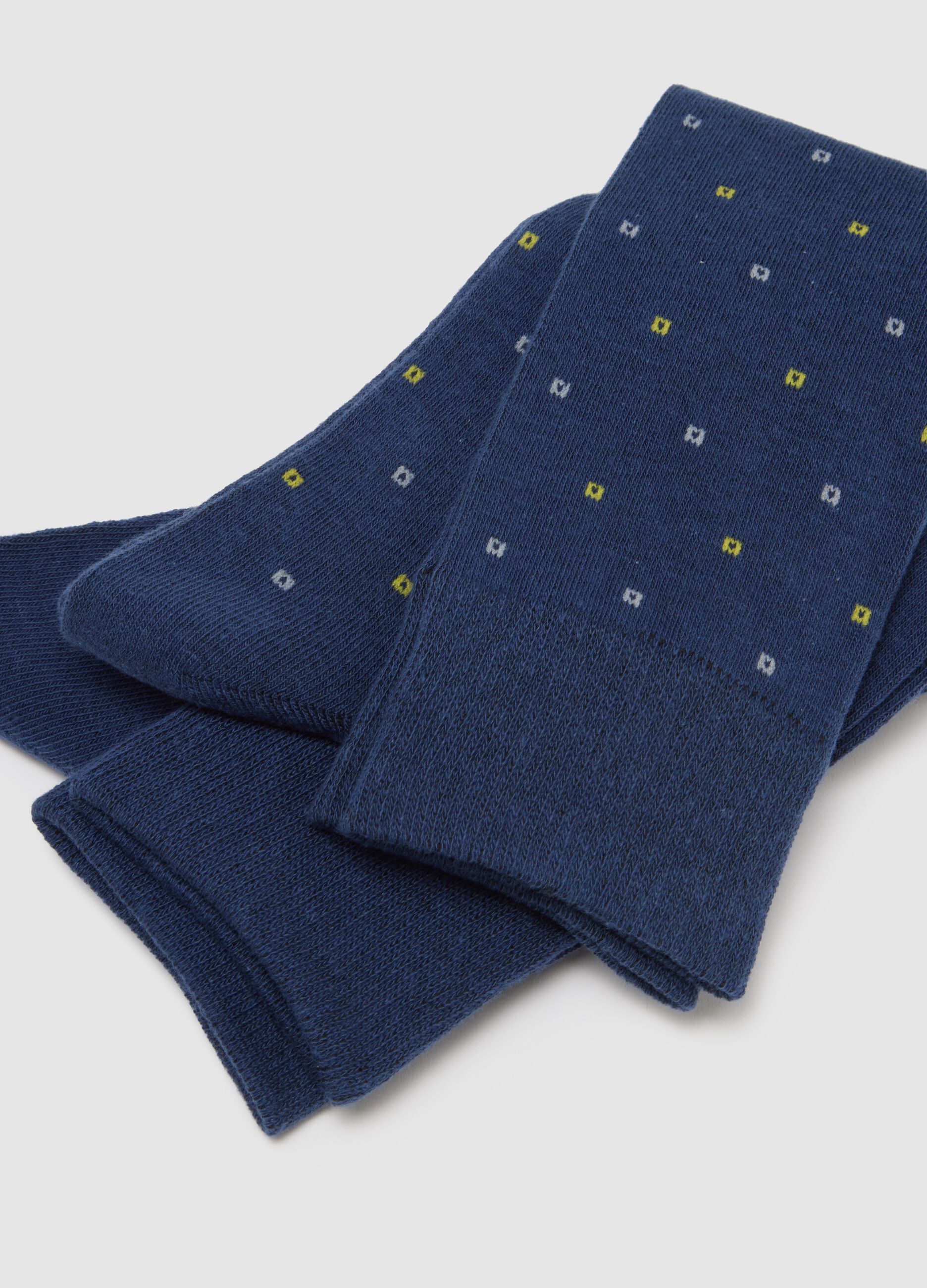 Multicolour stretch cotton long socks tripack