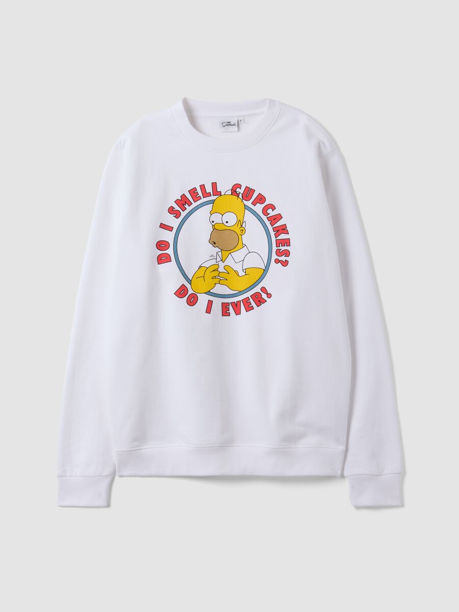 White 100% cotton sweatshirt with Simpsons print_4