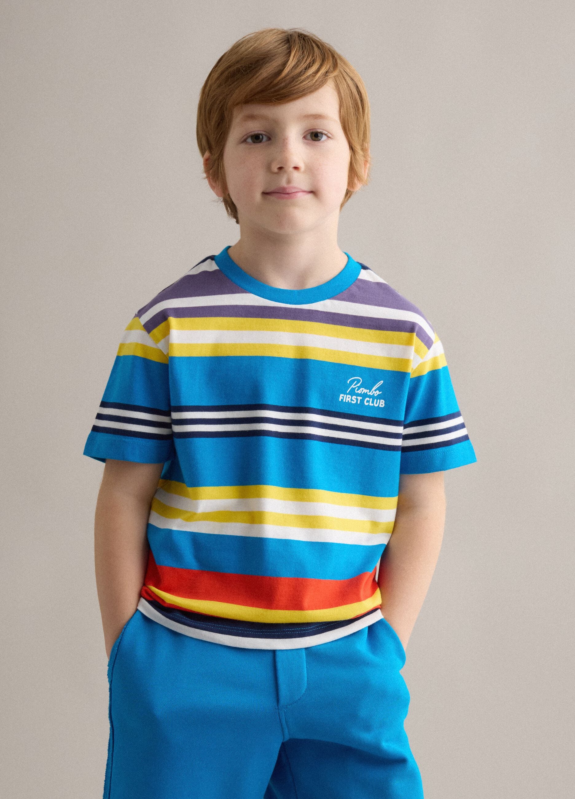 Kids&rsquo; multicolour striped pure cotton T-shirt, oversized fit