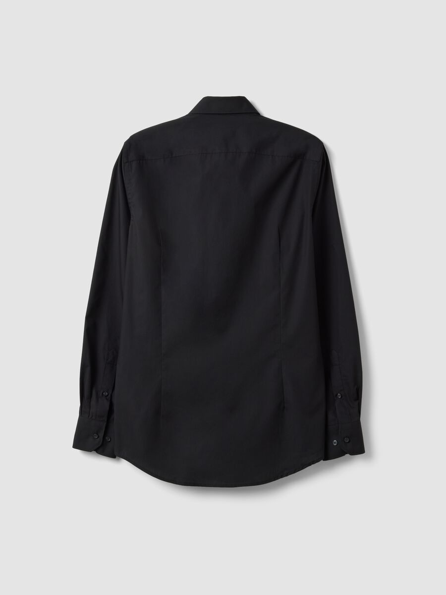 Black slim-fit shirt with classic collar, easy iron_5