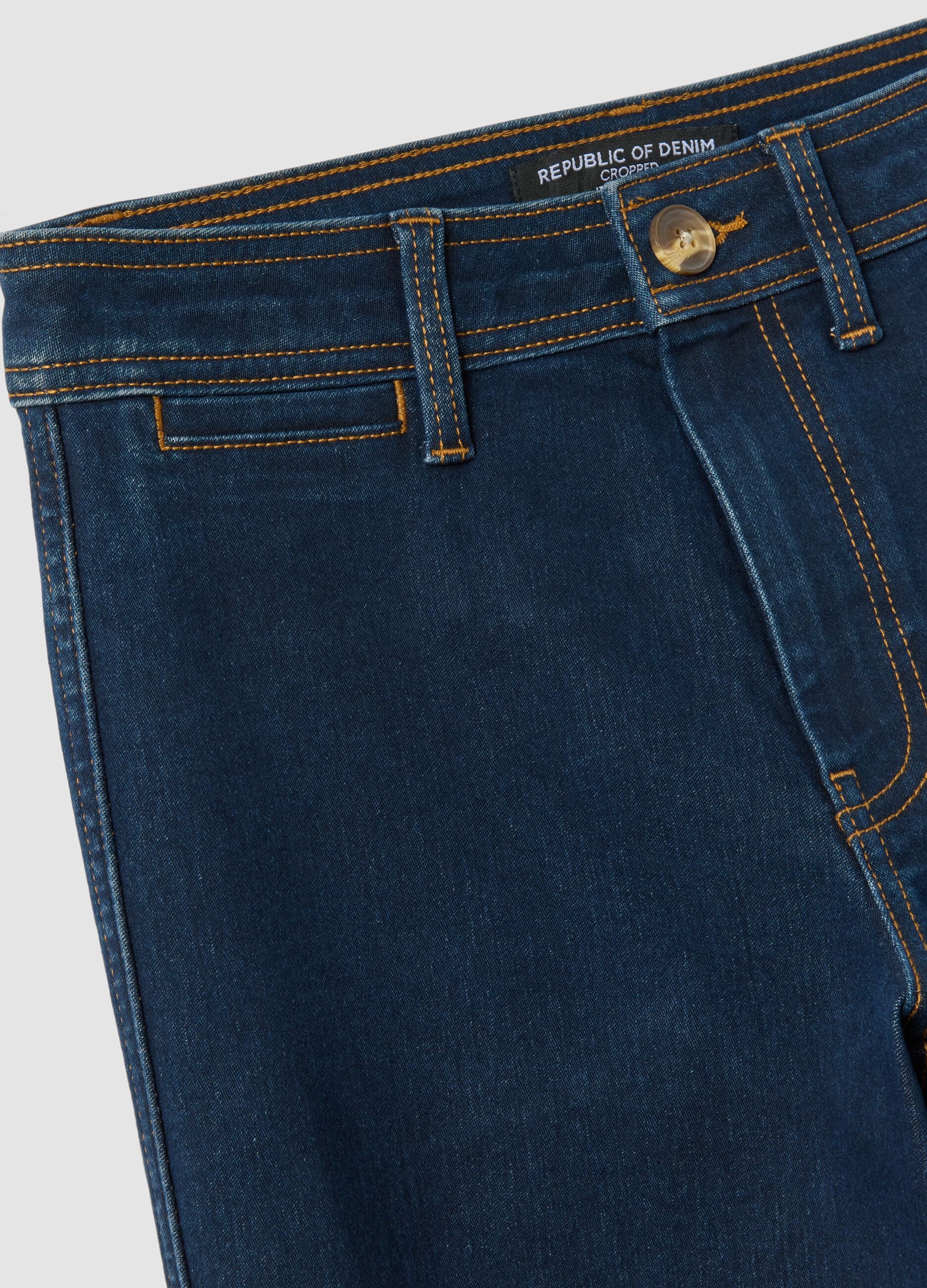 Blue wide-leg jeans in stretch cotton