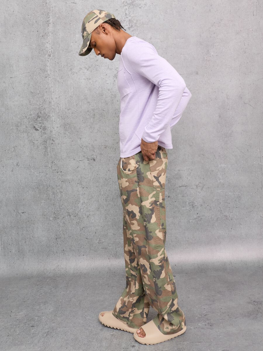 100% Linen Wide-Leg Camo Trousers_5
