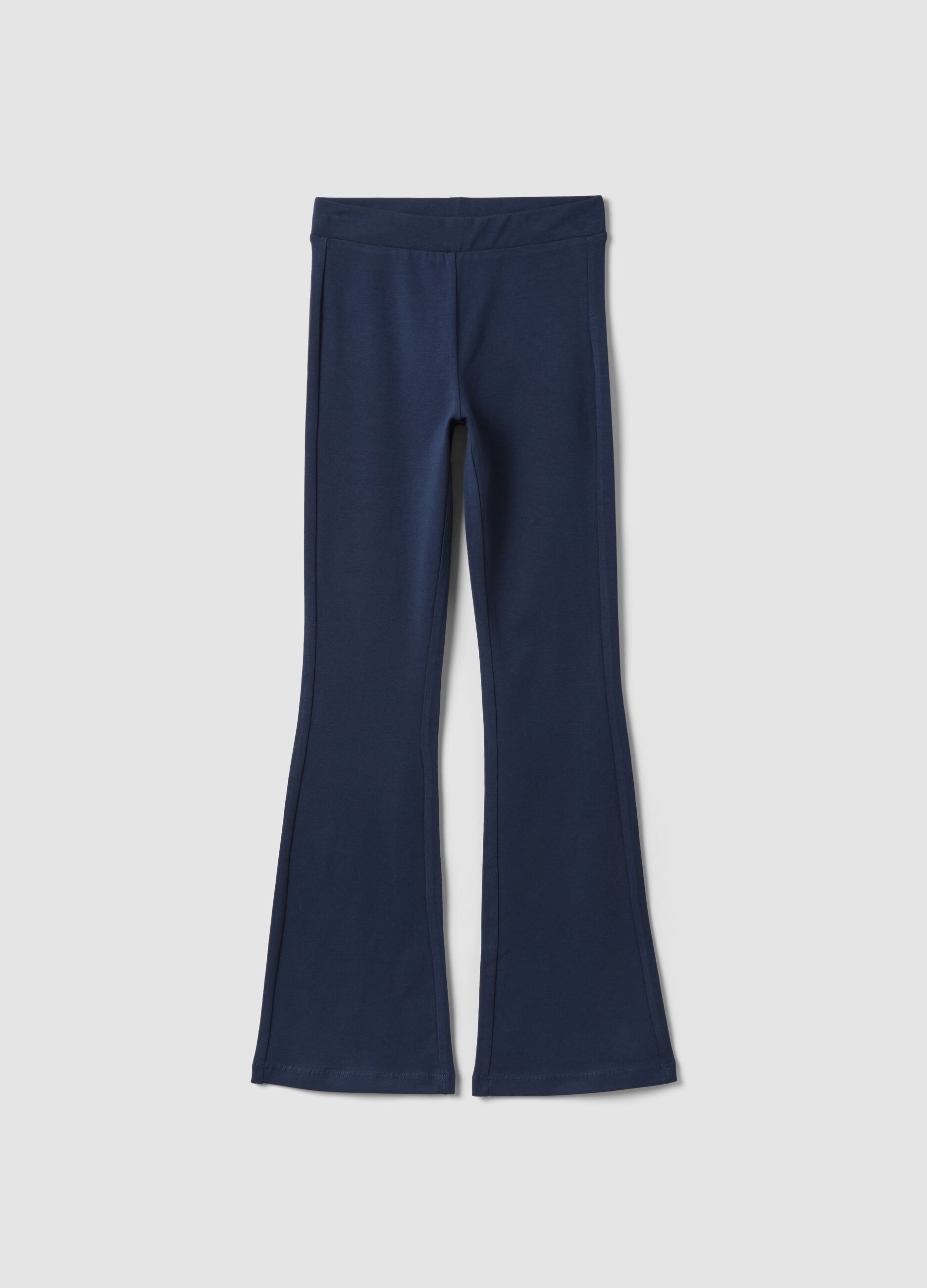 Blue flared leggings in stretch organic cotton jersey