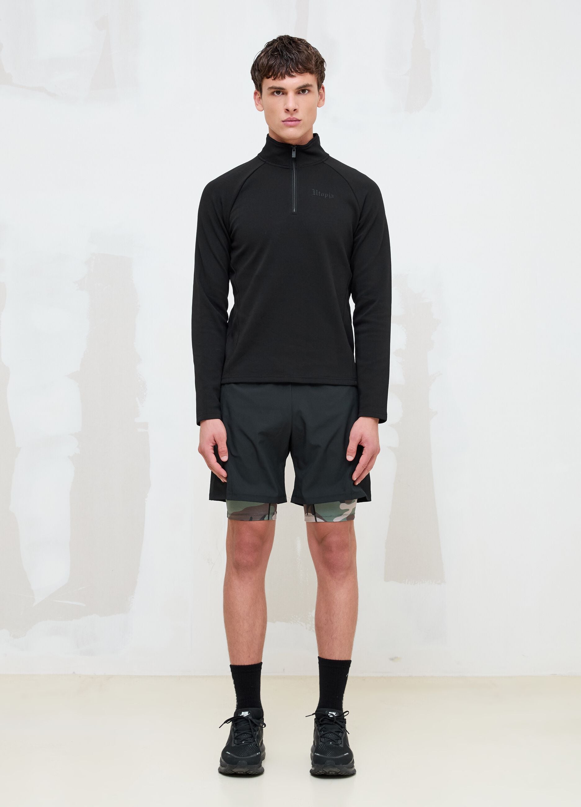 Technical Half-Zip Sweater &ndash; Fitted Black