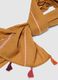Brown pure cotton scarf with multicolour fringes_1