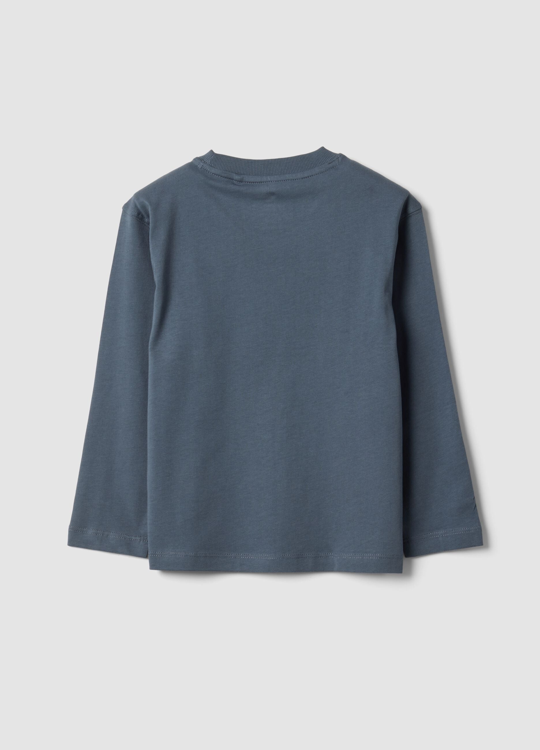 Grey oversized pure cotton T-shirt with skate print for boys