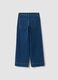 Blue wide-leg stretch cotton jeans_5