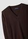 Brown pure wool jumper with deep V-neck_1