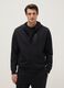 Black regular fit hoodie with front zip collar_1