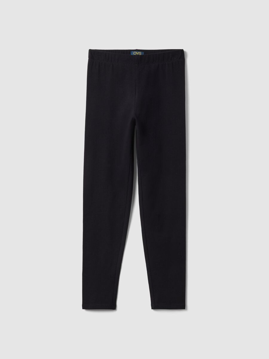 Leggings in cotone elasticizzato nero da ragazza slim fit_3