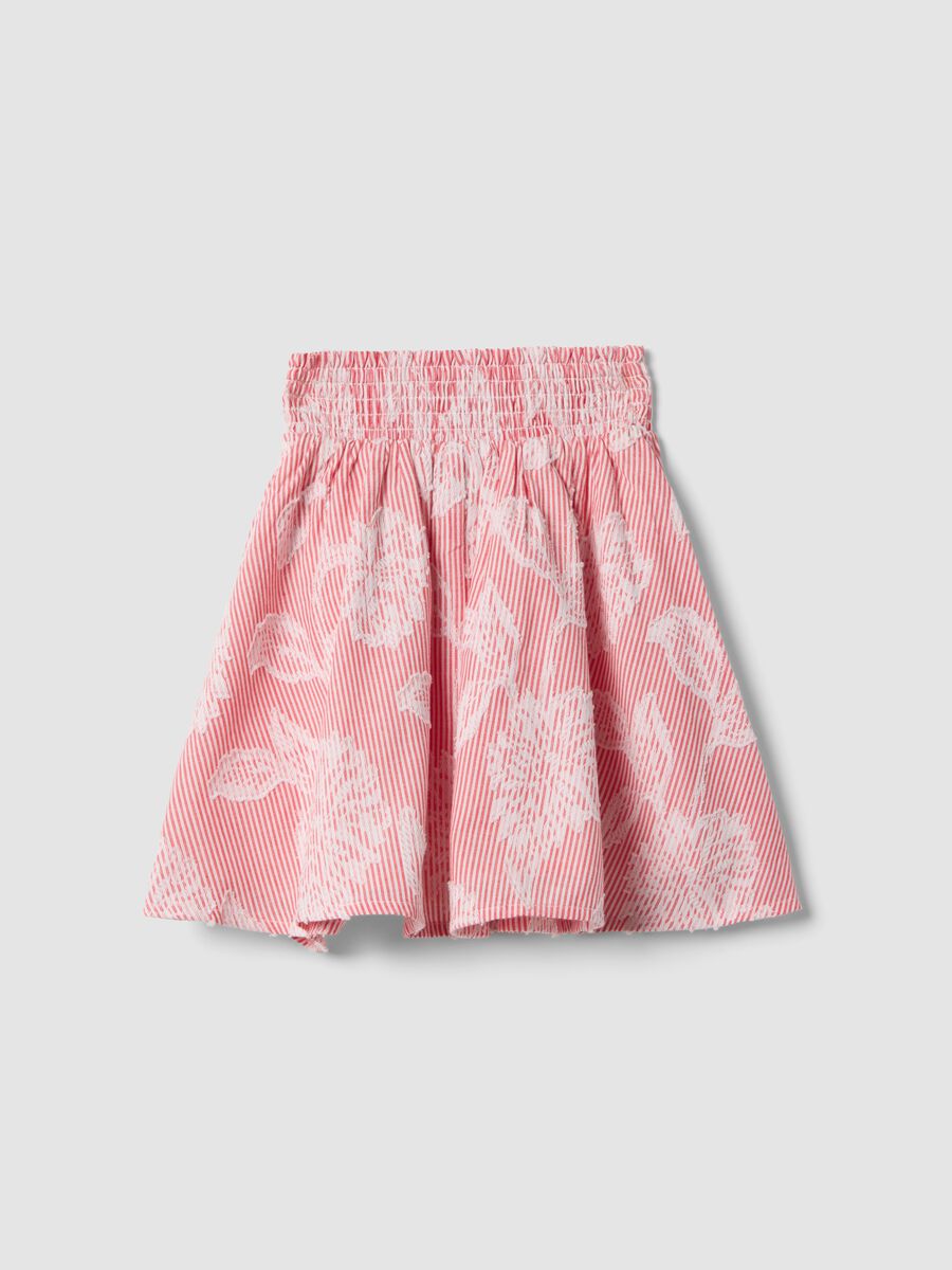Girls&rsquo; pure cotton ruffle skirt with pink stripes_1