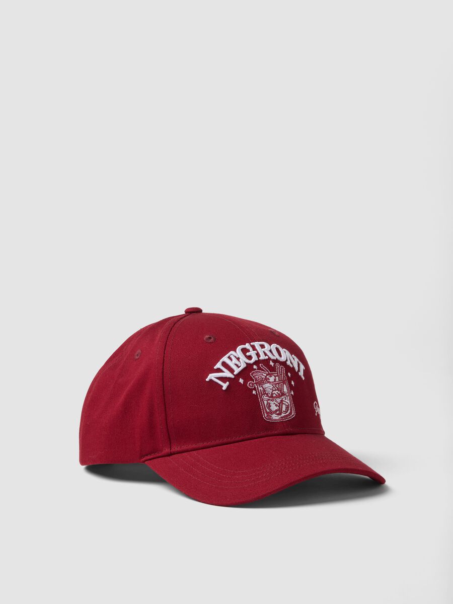 Red pure cotton baseball cap with Negroni embroidery_0