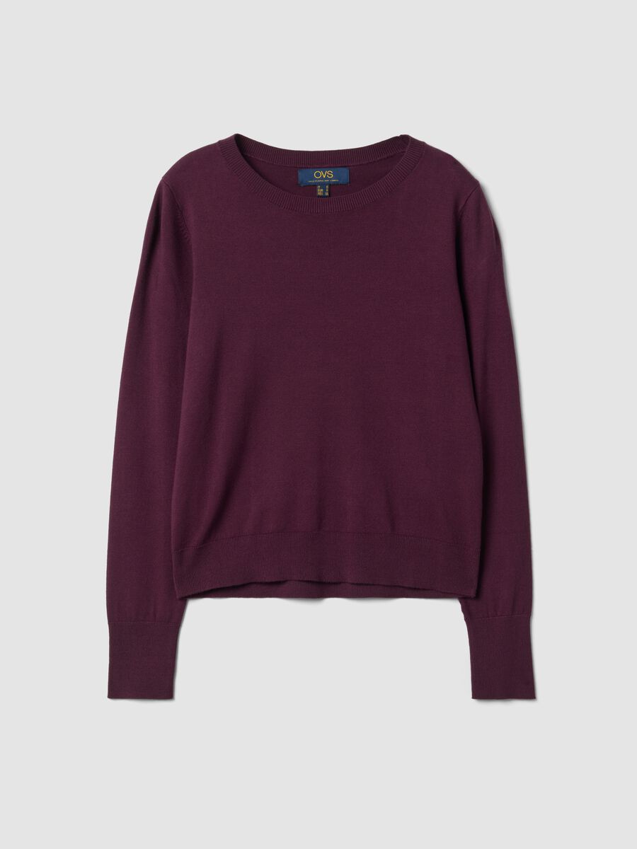 Purple viscose-blend crew-neck top_4
