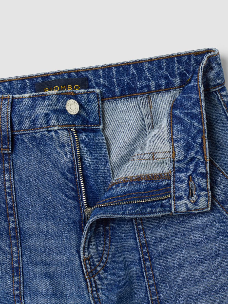 Blue denim wide-leg jeans in pure cotton_5