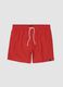 Red swim shorts with elasticated waistband and drawstring_4