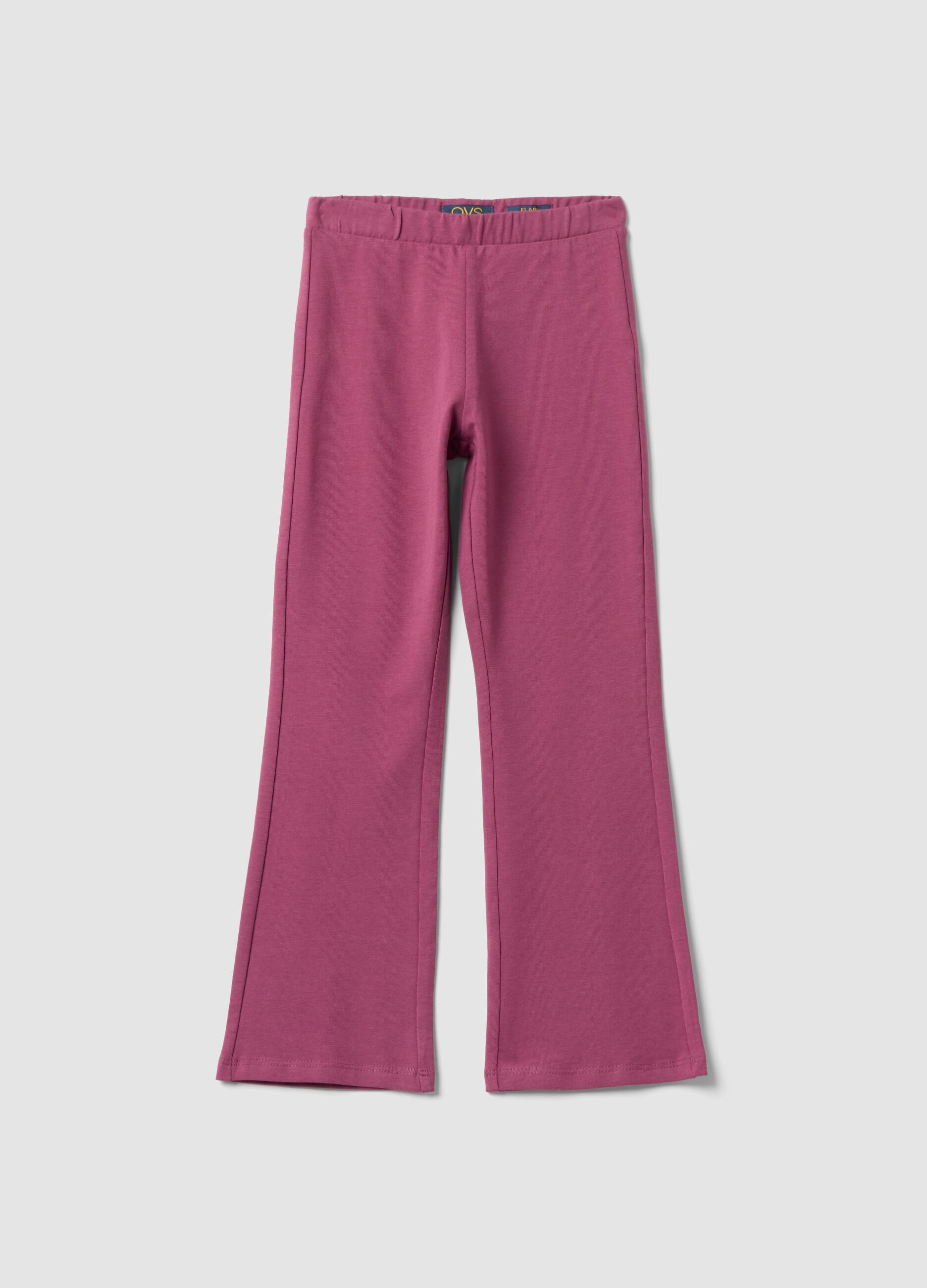Pink cotton-stretch flared leggings