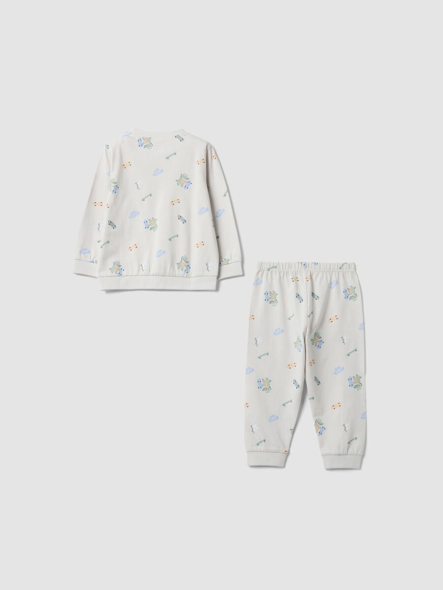 Grey organic cotton jersey pyjamas with crocodile print_1