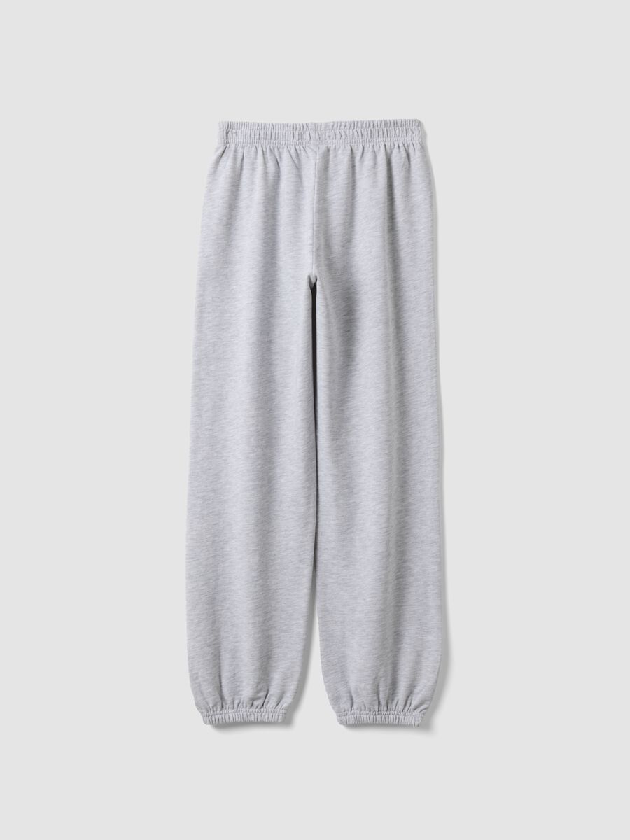 Grey jogger trousers in organic cotton and viscose blend for girls_4