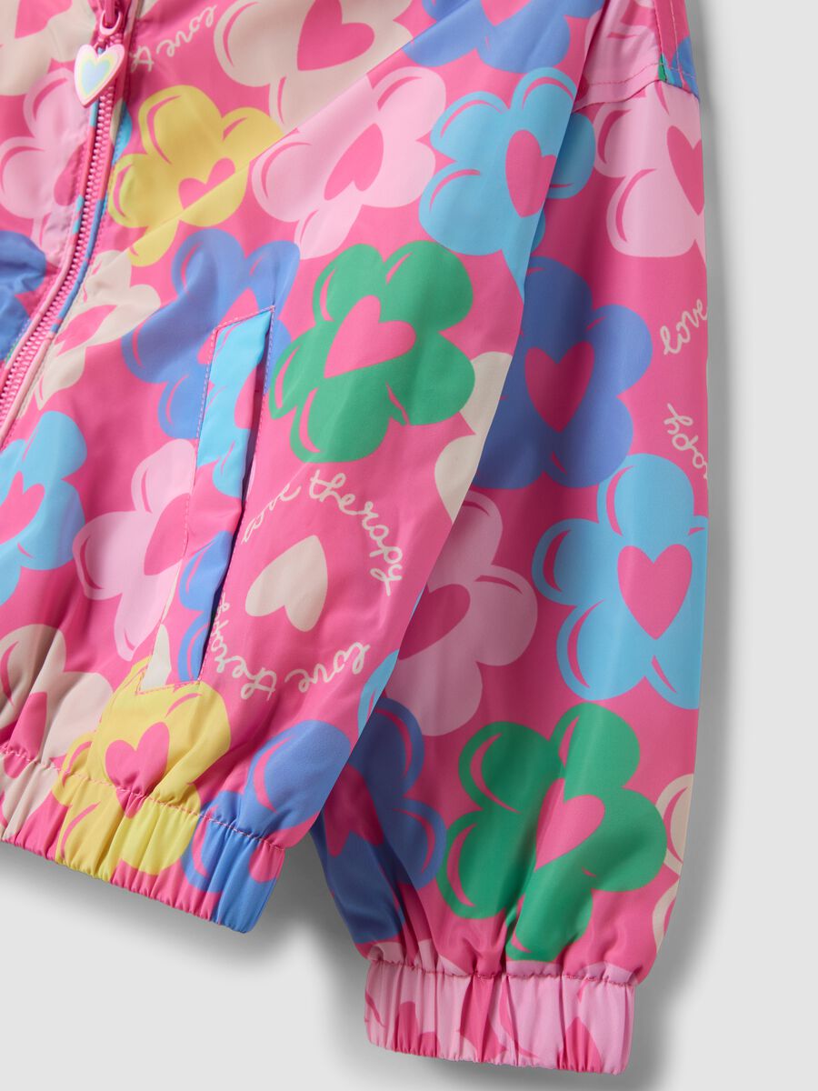 Girls&rsquo; padded multicolour floral print rain jacket_3