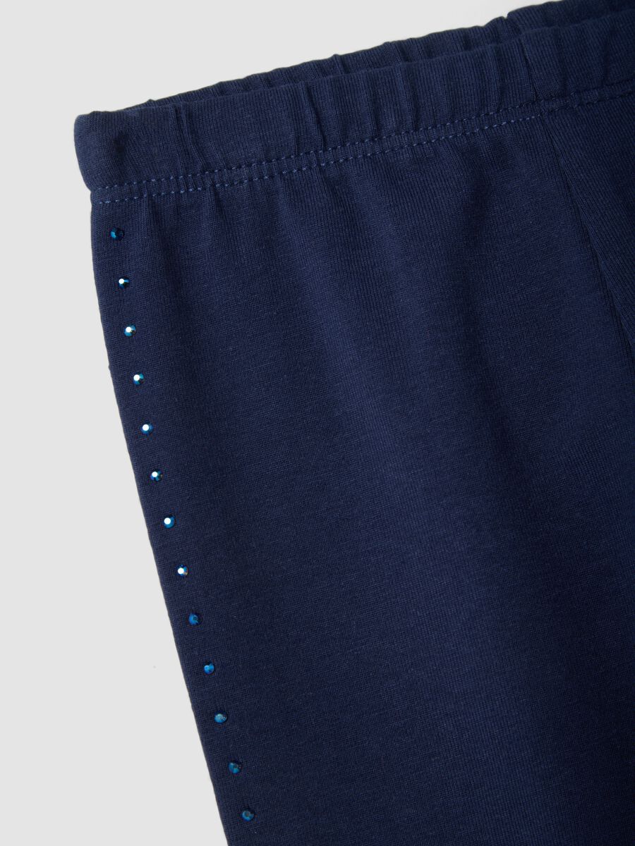 Leggings in cotone elasticizzato blu da bimba slim fit_2