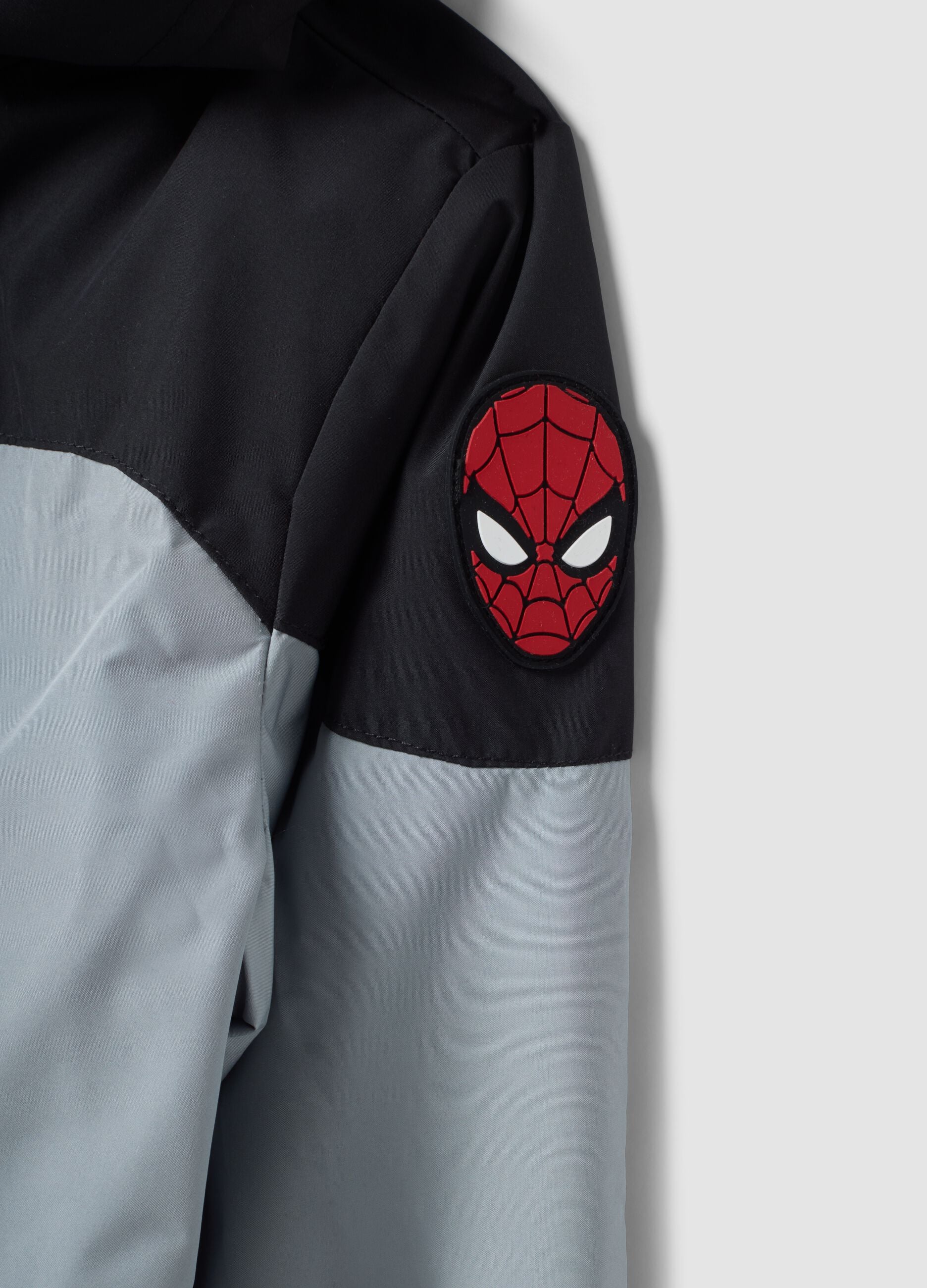 Grey hooded jacket with MARVEL Spider-Man prints for boys