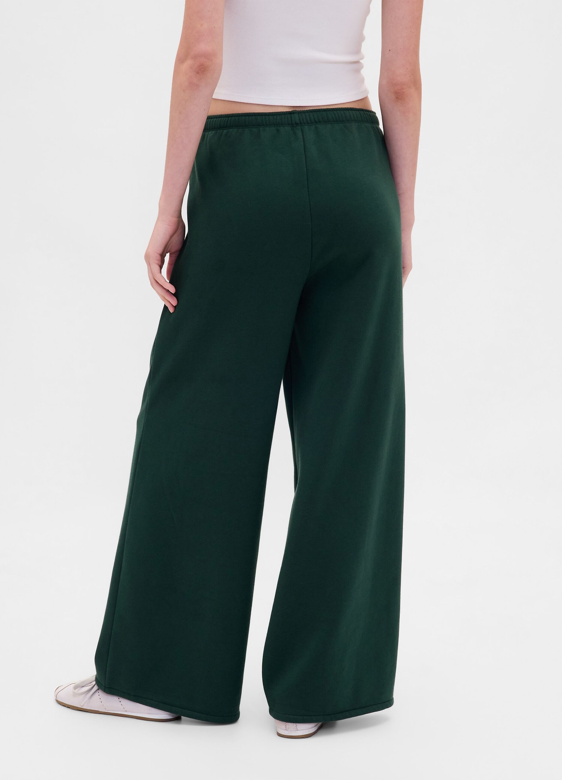 Green Palazzo Trousers in Cotton and Polyester Blend