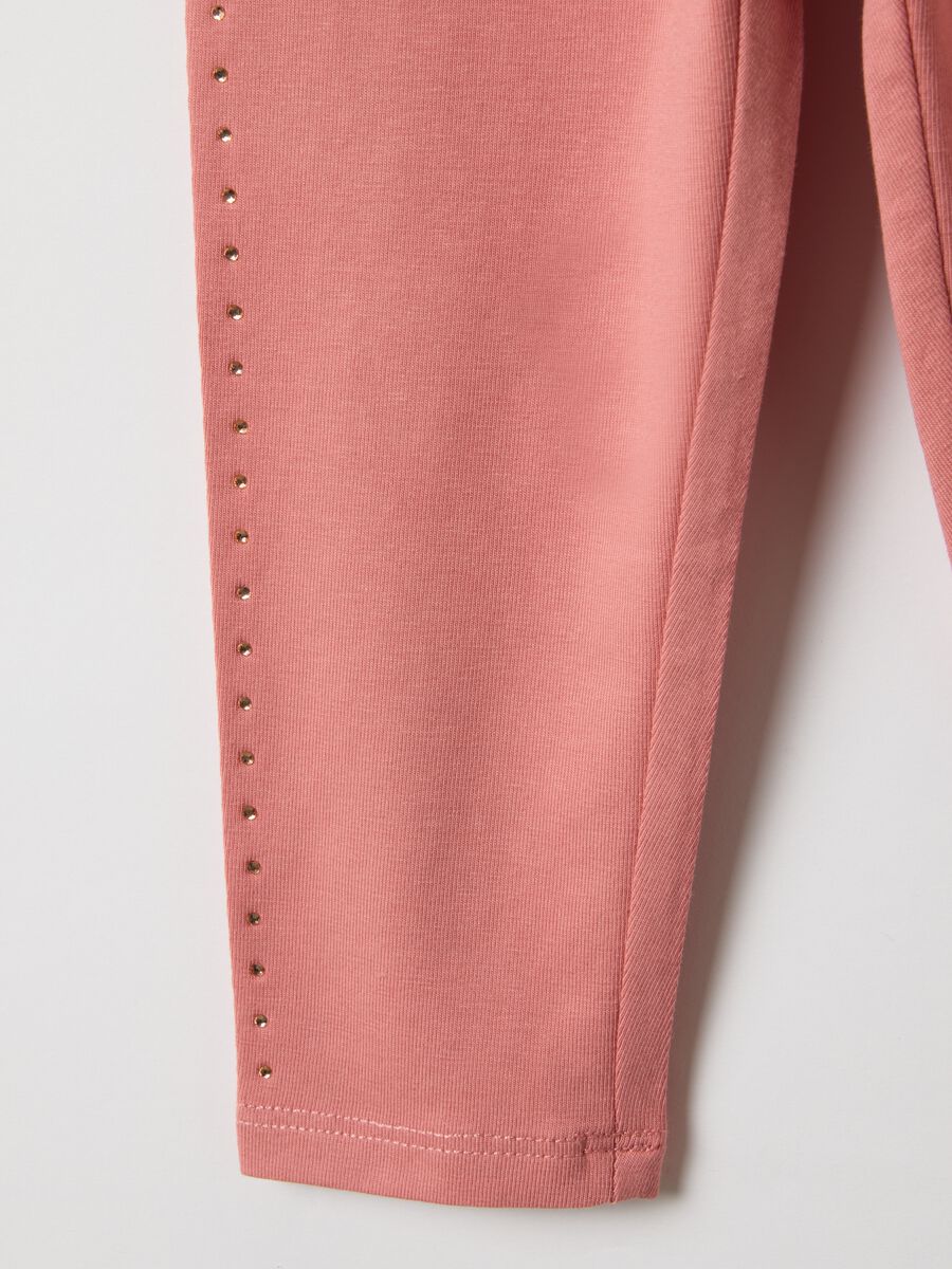 Girls' Slim Fit Pink Stretch Cotton Leggings_3