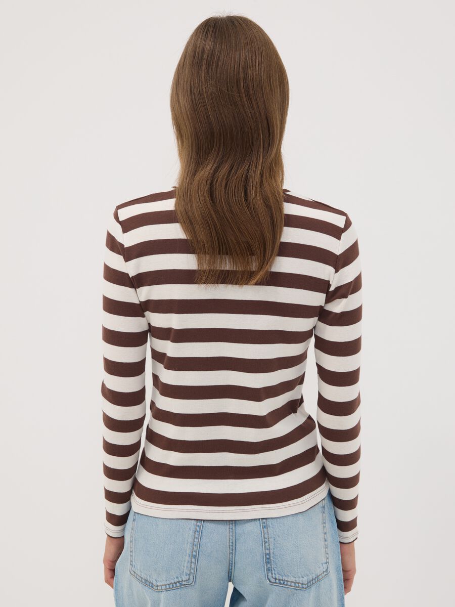 White striped pure cotton crew-neck T-shirt_3