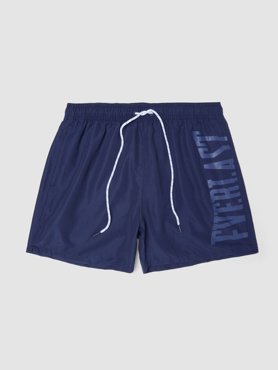 Blue swim shorts with contrast drawstring_4