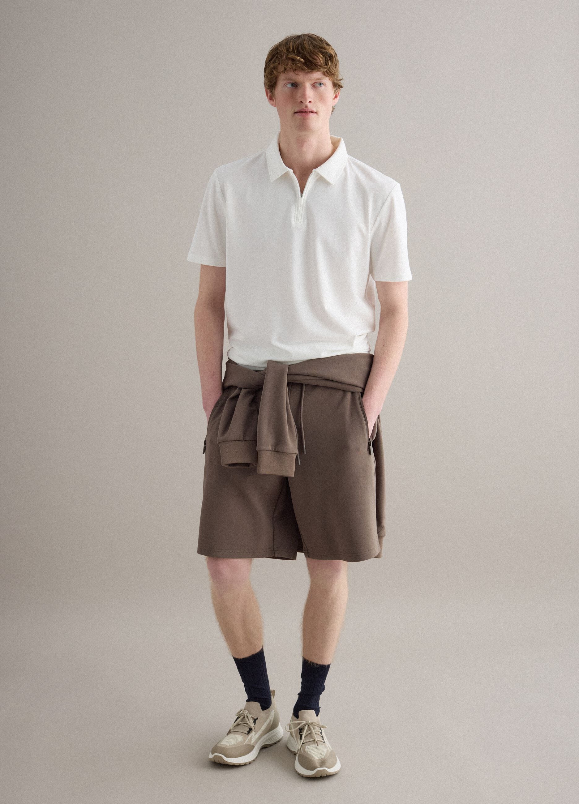 White Stretch Cotton Short Sleeve Polo Regular Fit
