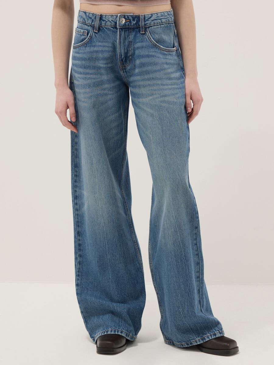 Jeans boyfriend in puro cotone denim blu_2