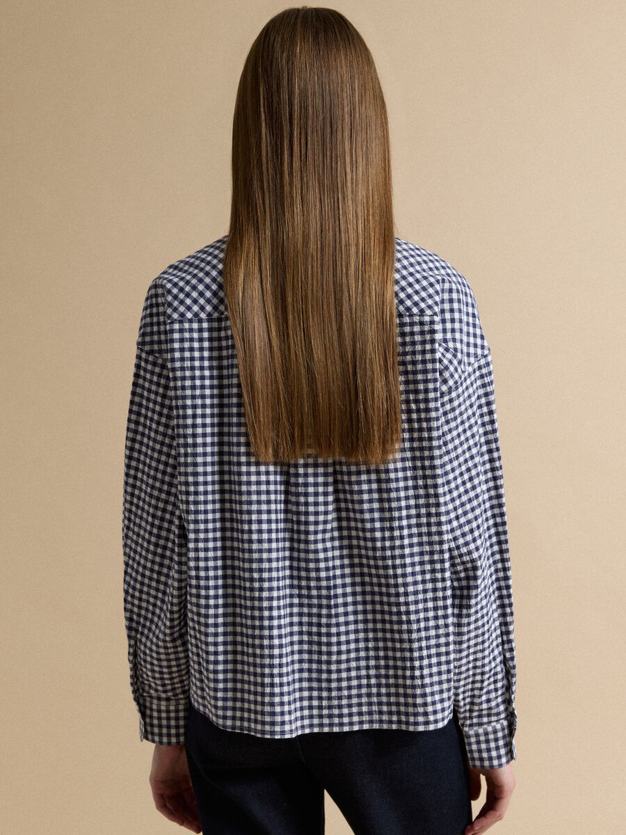 Blue checked regular-fit stretch cotton shirt_3