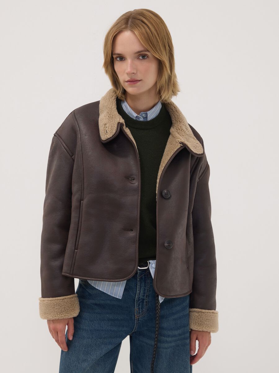 Brown jacket with contrast lining_1
