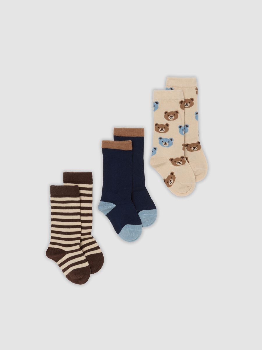 3-pack of long blue organic stretch cotton socks_0