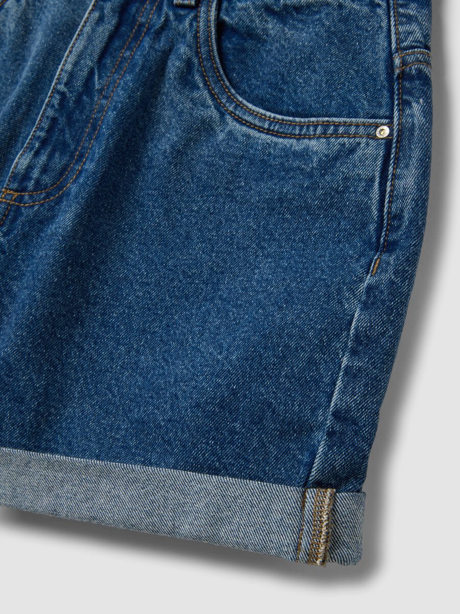 Blue pure cotton denim shorts_5
