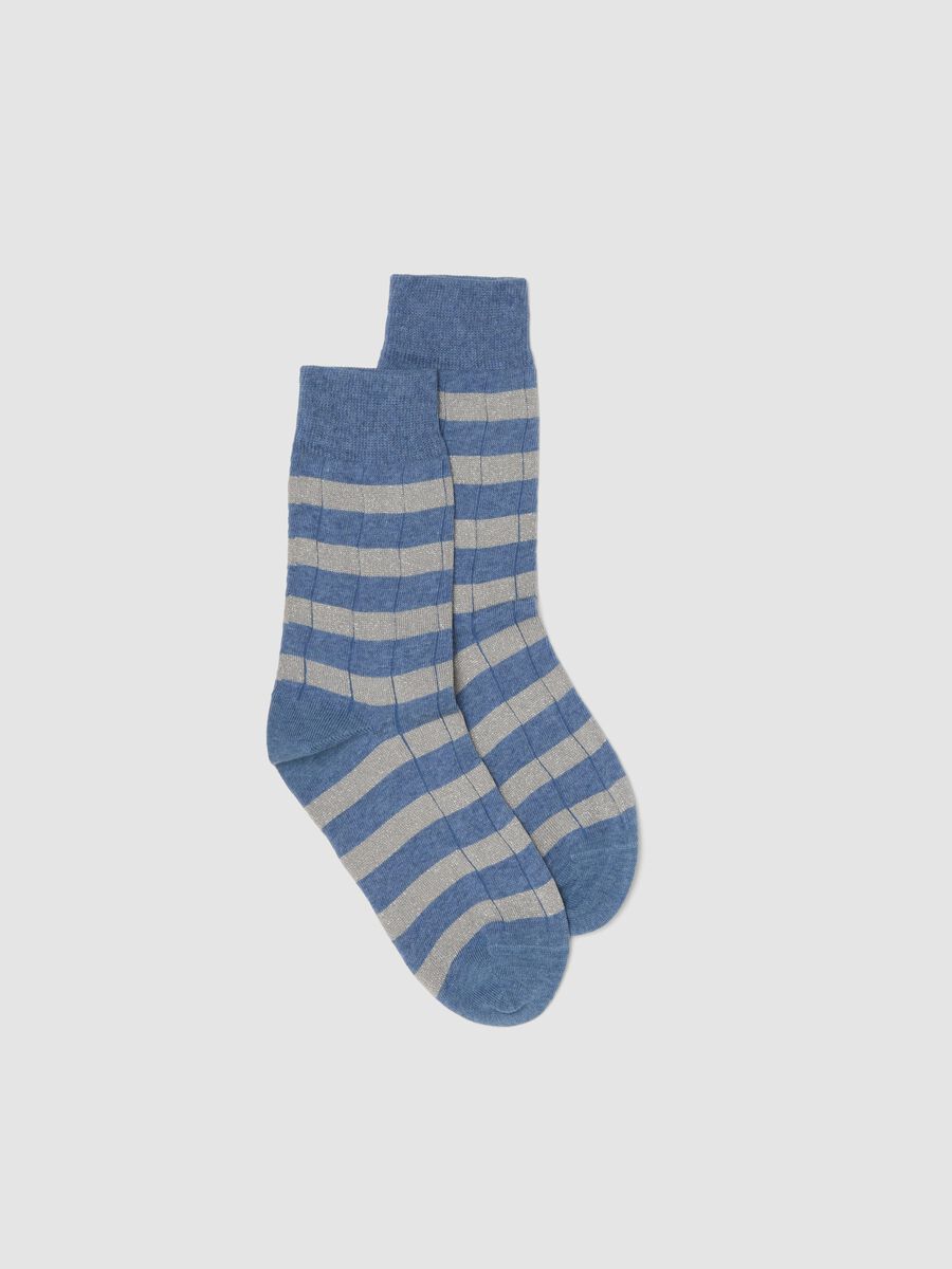 Calzini in misto cotone elasticizzato a righe multicolor_0