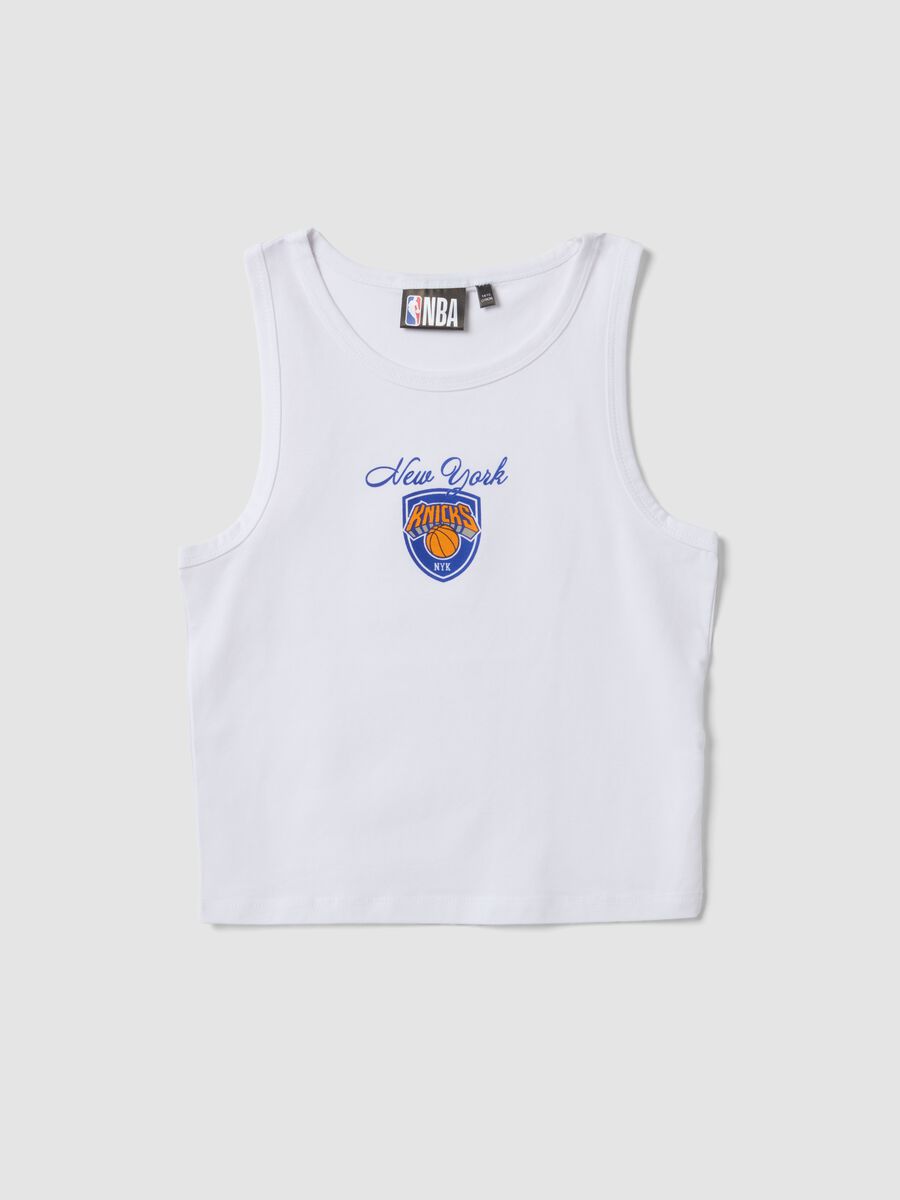 Tank top bianco in cotone elasticizzato fitted_0