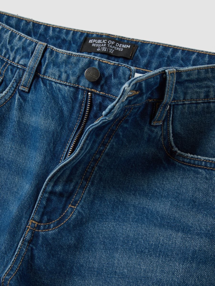 Blue cotton and lyocell blend regular tapered jeans_5