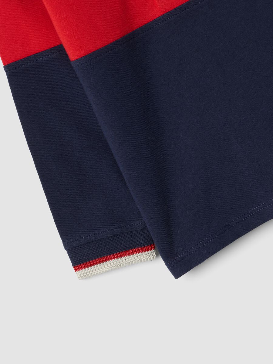 Polo blu a righe in puro cotone con maniche lunghe per bimbo_3