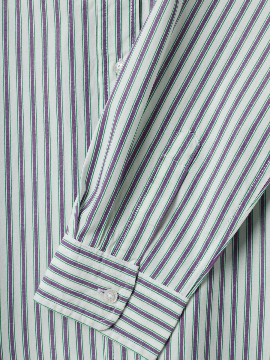 White cotton poplin shirt with purple stripes, regular fit_5