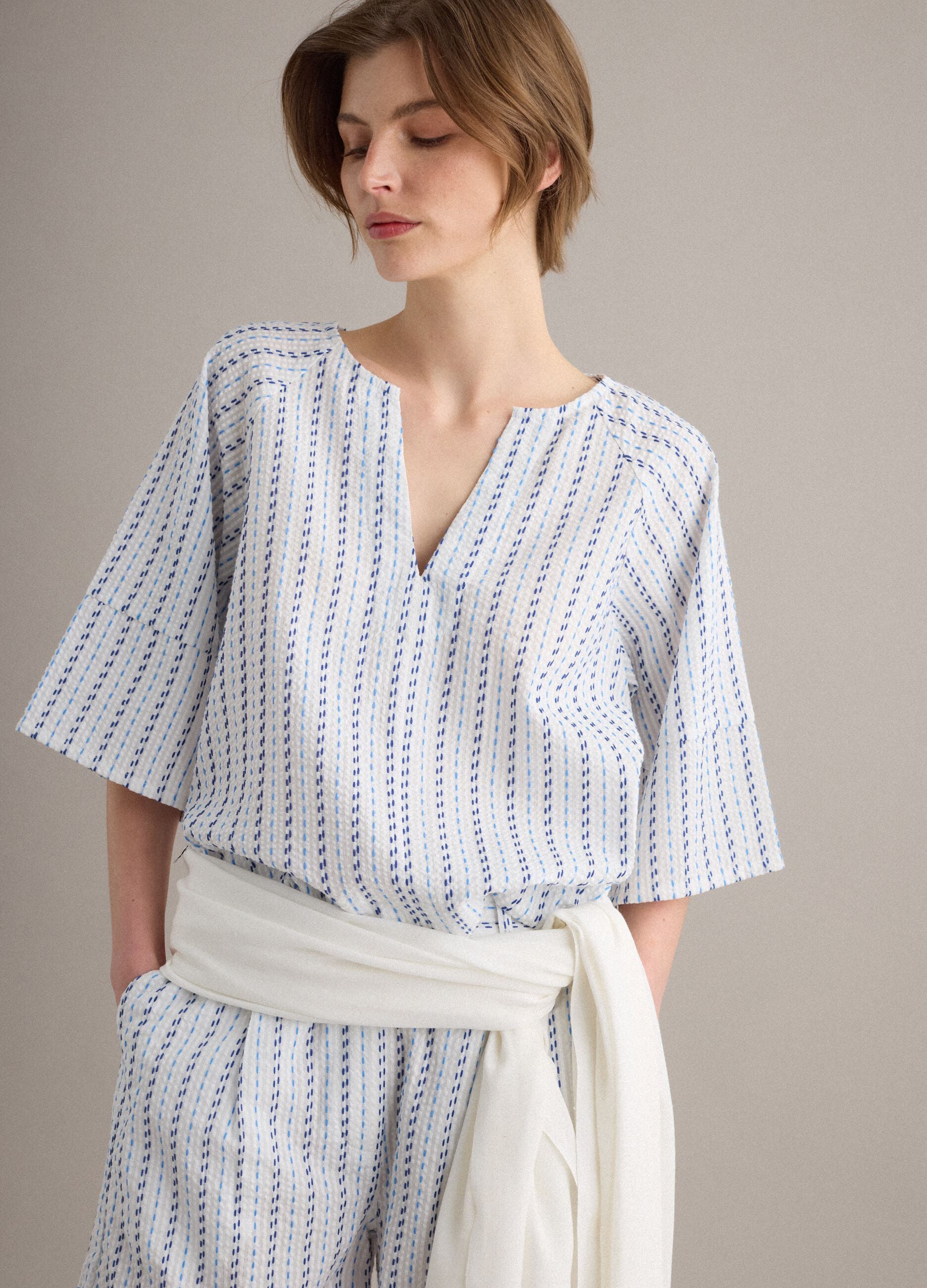 White pure cotton striped shirt
