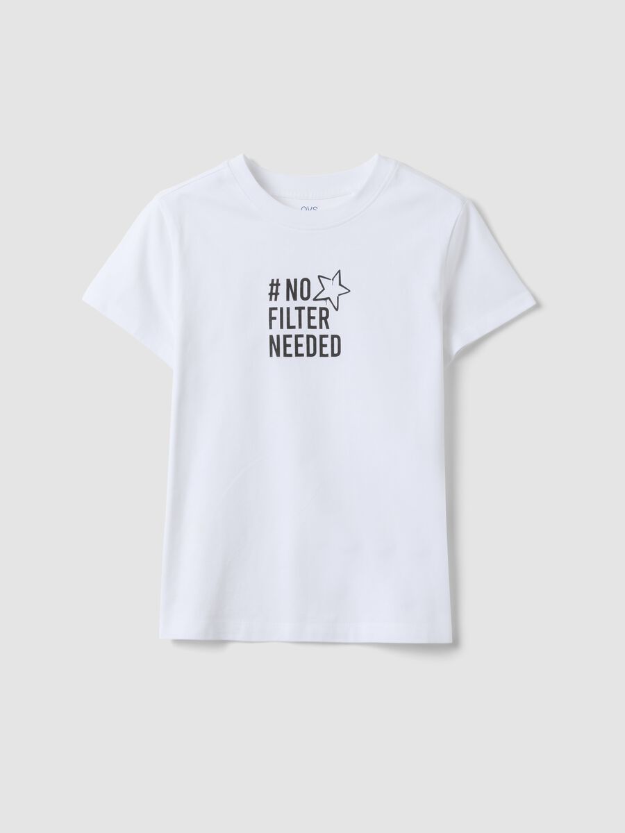 White pure organic cotton T-shirt with graphic for girls_3