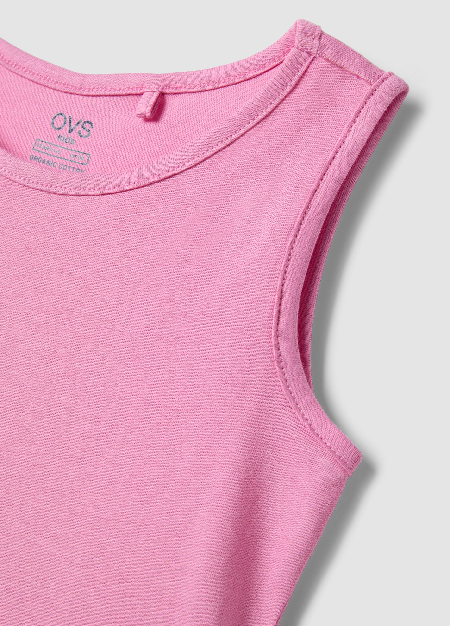 Girls' sleeveless pink pure cotton dress regular fit