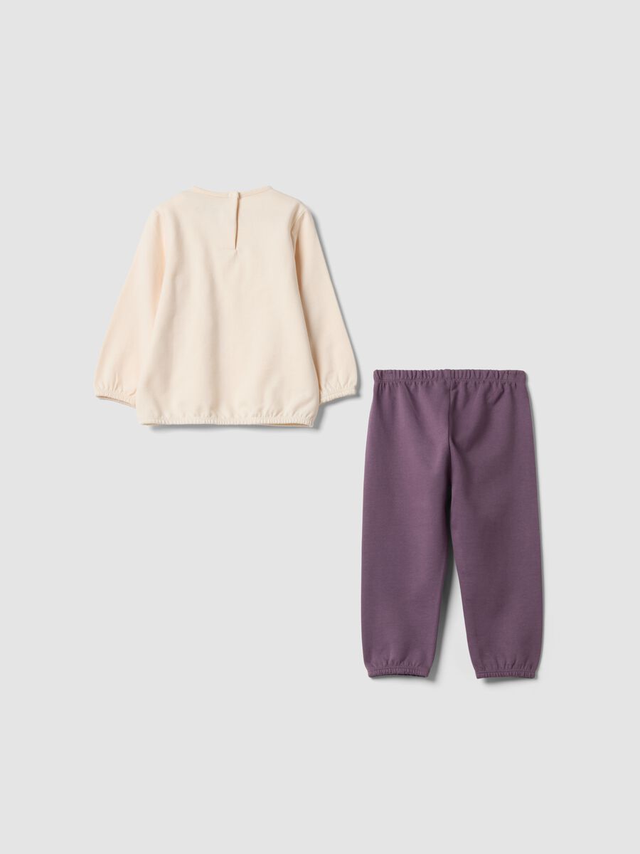 Beige and purple organic cotton bunny-print pyjamas_1