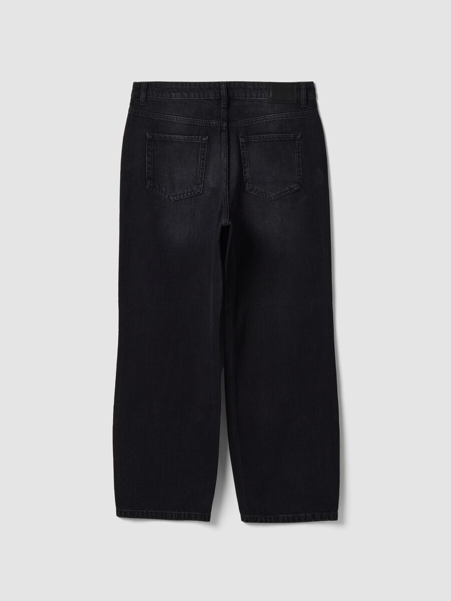 Black cotton denim wide-leg jeans_1