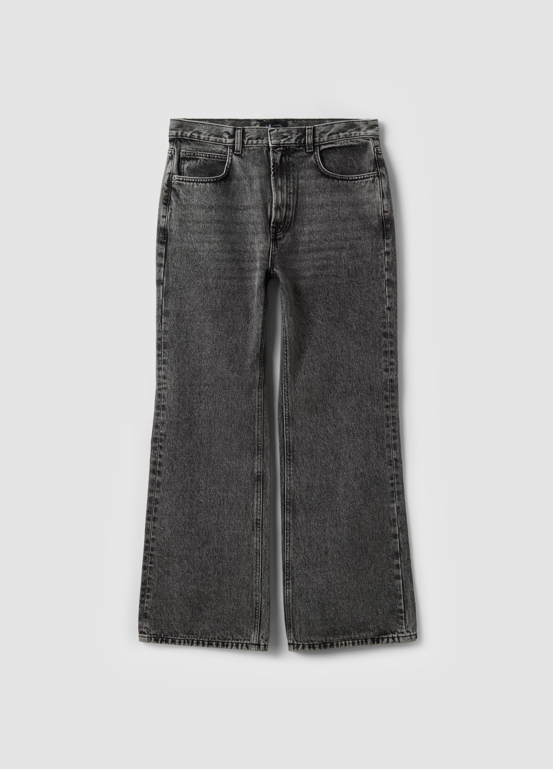 Grey denim jeans with flare fit in pure cotton