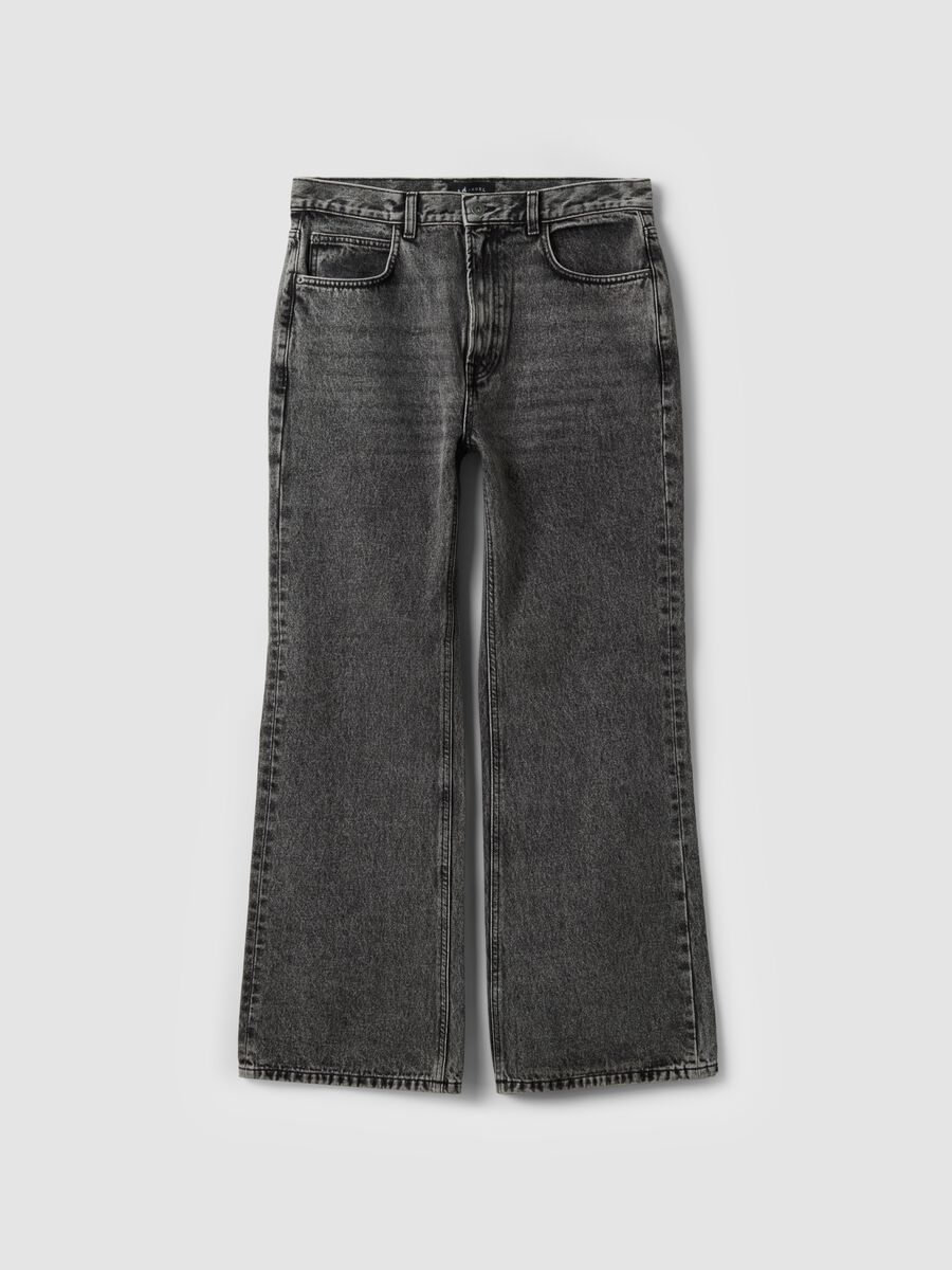 Jeans denim grigi flare fit in puro cotone_0