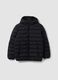 Black Ultralight padded hooded jacket with zip for boys_0