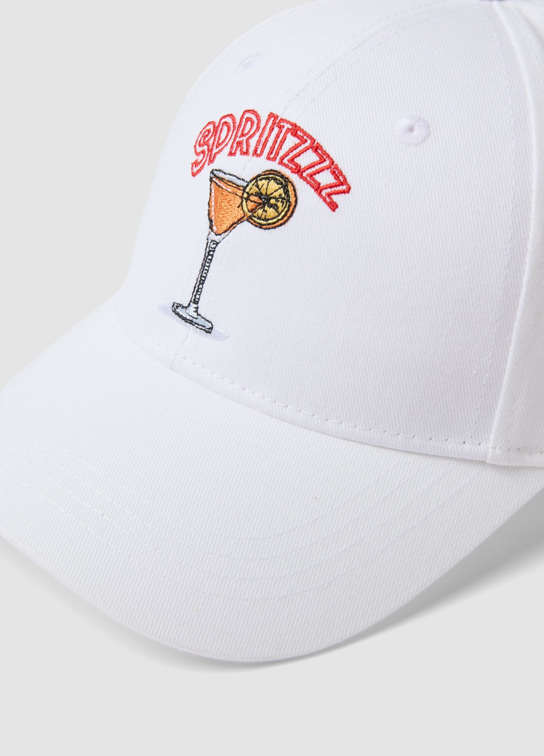White pure cotton baseball cap with Spritz embroidery