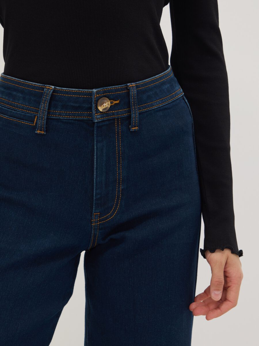 Blue wide-leg jeans in stretch cotton_3